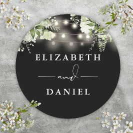 Adesivo Favor De Casamento Branco E Preto Floral Das Luzes
