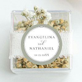 Adesivo Favor de Casamento Branco Verde Escrito Clássico E