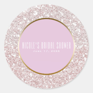 Adesivo Favor de Casamento Brilho Dourado Rosa Branco Glam