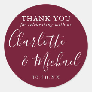 Adesivo Favor de casamento Burgundy Signature Agradeciment
