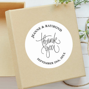 Adesivo Favor de Casamento Caligrafia Obrigado com Estilo