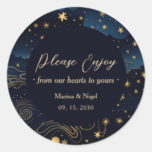 Adesivo Favor de Casamento Celestial Navy Gold