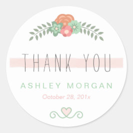 Adesivo Favor de Casamento Chic Floral Cor-de-Rosa Esbranq