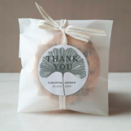 Adesivo Favor de casamento Chic Obrigado Sage Verde Ginkgo
