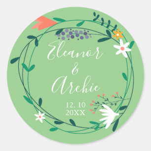 Adesivo Favor de casamento com grinalda floral campestre