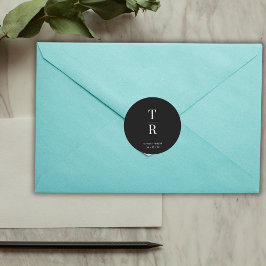 Adesivo Favor de Casamento com Monograma Preto e Branco