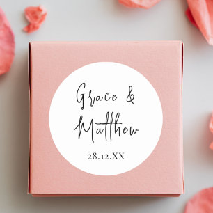 Adesivo Favor de Casamento com Nomes Personalizados Preto 