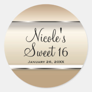 Adesivo Favor de casamento de aniversário Glamour Ouro & P