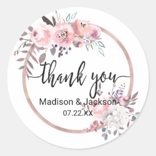 Adesivo Favor de Casamento de Aquarela com Moldura de Blus