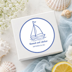 Adesivo Favor de casamento de barco chic desenhado à mão c