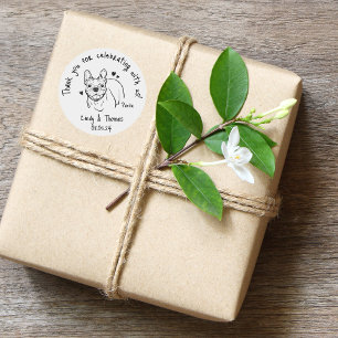 Adesivo Favor de Casamento de Cachorro Engraçado Personali