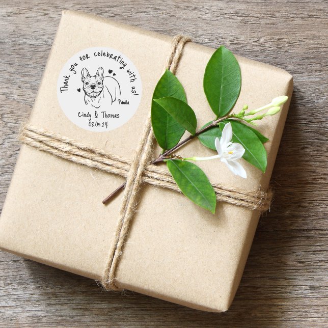 Adesivo Favor de Casamento de Cachorro Engraçado Personali (Criador carregado)