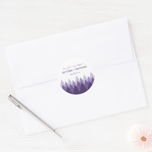 Adesivo Favor de Casamento de Florestas Roxas (Envelope)
