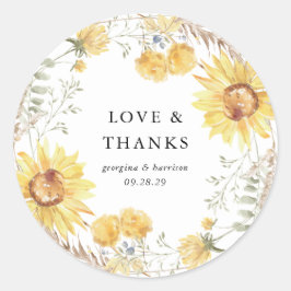 Adesivo Favor de Casamento de Girassol no Verão Tardio