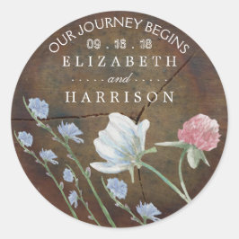 Adesivo Favor de Casamento de Madeira de Oak de Flor Selva