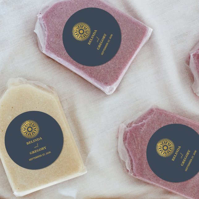 Adesivo Favor de Casamento de Passaporte de Destino Compas (Destination Wedding Passport Compass Wedding Favor Classic Round Sticker)