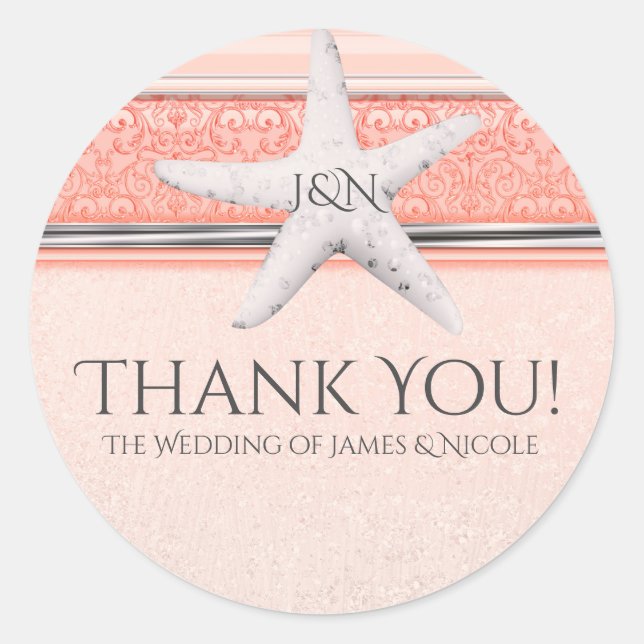 Adesivo Favor de casamento de praia com estrela-do-mar lar (Frente)