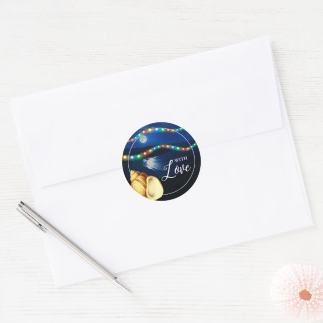 Adesivo Favor de Casamento de Praia Elegante Moonlit (Envelope)