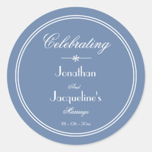 Adesivo Favor de Casamento de Script Chic Azul Simples Dus