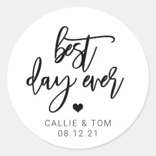 Adesivo Favor de Casamento do Best Day Ever Script