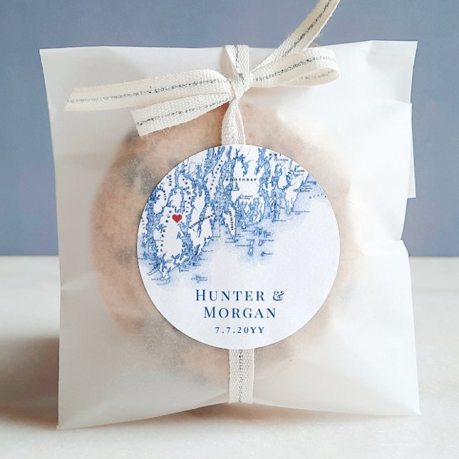 Adesivo Favor de Casamento do Mapa do Phippsburg Maine (Phippsburg Maine Map wedding favor labels for your destination wedding at 1774 Inn)