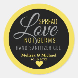 Adesivo Favor de Casamento do Sanitizer com Mão Amarelo