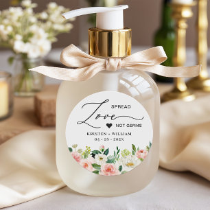 Adesivo Favor de Casamento do Sanitizer com Mão Floral Az