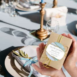 Adesivo Favor de Casamento Dourado com Largura Azul Modern