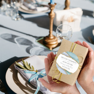 Adesivo Favor de Casamento Dourado com Largura Azul Modern