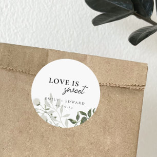 Adesivo Favor de casamento elegante com verde de sage e fl