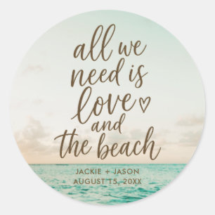 Adesivo Favor de Casamento Elegante na Praia & Amor