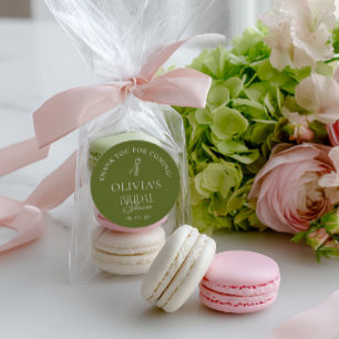 Adesivo Favor de Casamento em Branco Quente e Verde Sage
