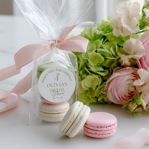 Adesivo Favor de Casamento em Branco Quente e Verde Sage
