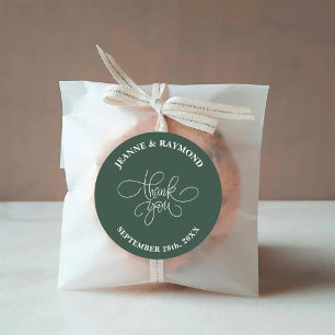 Adesivo Favor de Casamento em Caligrafia Verde Sage Obriga