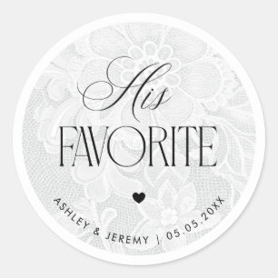 Adesivo Favor de casamento em renda branca vintage seu fav