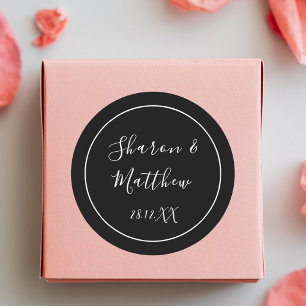 Adesivo Favor de Casamento Escrito em Caligrafia Preta e B