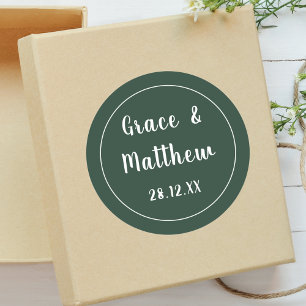 Adesivo Favor de Casamento Esmeralda Verde Clássico Elegan
