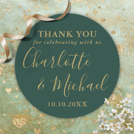 Adesivo Favor de casamento esmeralda verde e dourado obrig