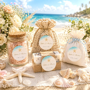 Adesivo Favor de casamento Estrela-do-mar Oceano Azul Eleg