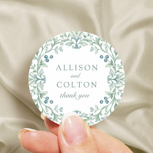 Adesivo Favor de casamento floral botânico verde vintage