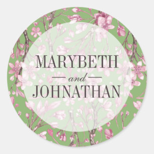 Adesivo Favor de Casamento Floral de Cereja Rosa