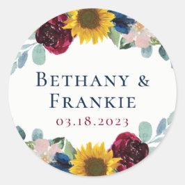 Adesivo Favor de Casamento Floral de Girassol Botânico