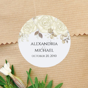 Adesivo Favor de Casamento Floral Elegante Personalizado