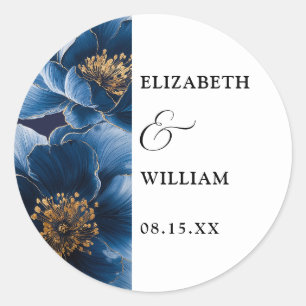 Adesivo Favor de casamento floral moderno elegante azul ma