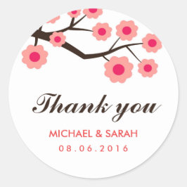 Adesivo Favor de Casamento Floral Rosa Obrigado Sticker