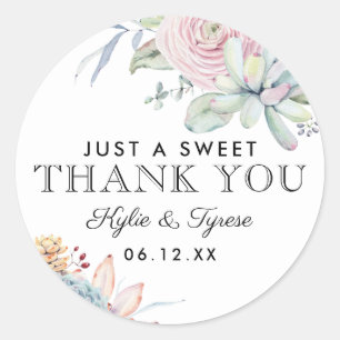 Adesivo Favor de casamento floral suculento vintage em aqu