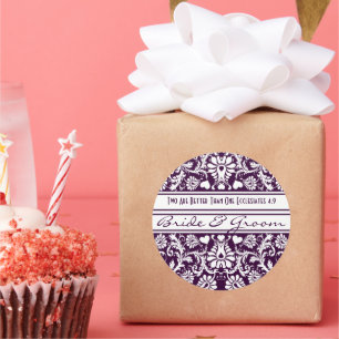 Adesivo Favor de casamento floral vintage roxo damasco