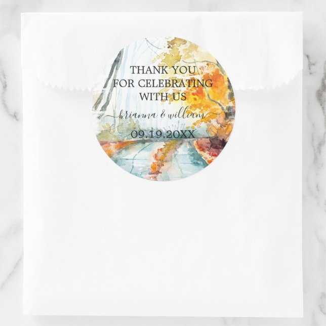 Adesivo Favor de Casamento Floresta Outonal Rústica (Bolsa)