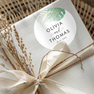 Adesivo Favor de casamento Folha de Palmeira Verde Tropica