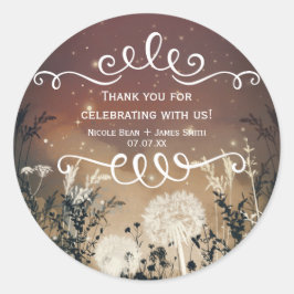 Adesivo Favor de casamento Folhagem & Estrelas do Céu Rúst